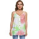 Flowers Art T- Shirtflowers T- Shirt (1) Casual Spaghetti Strap Chiffon Top View1