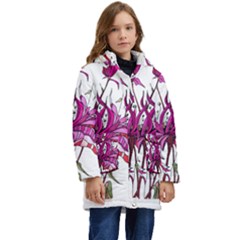 Flowers Art T- Shirtflowers T- Shirt (10) Kid s Hooded Longline Puffer Jacket