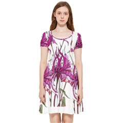 Flowers Art T- Shirtflowers T- Shirt (10) Inside Out Cap Sleeve Dress