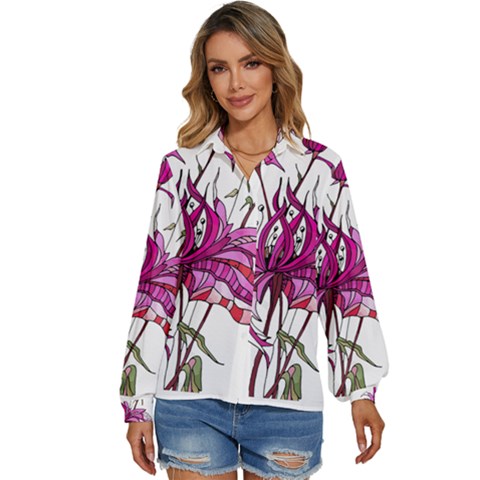 Flowers Art T- Shirtflowers T- Shirt (10) Women s Long Sleeve Button Down Shirt by maxcute