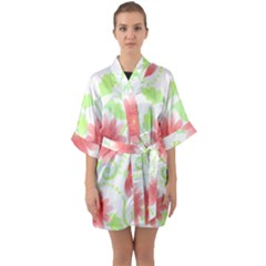 Flowers Art T- Shirtflowers T- Shirt (11) Half Sleeve Satin Kimono 