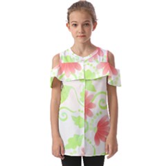 Flowers Art T- Shirtflowers T- Shirt (11) Fold Over Open Sleeve Top