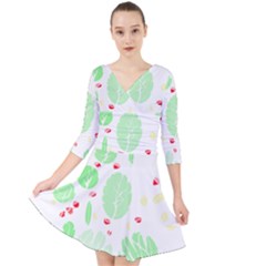 Flowers Art T- Shirtflowers T- Shirt (12) Quarter Sleeve Front Wrap Dress by maxcute