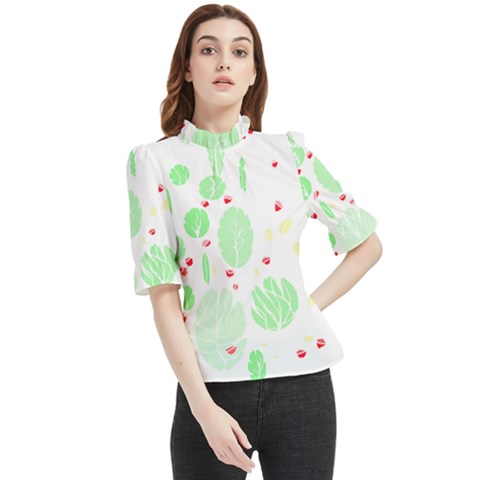 Flowers Art T- Shirtflowers T- Shirt (12) Frill Neck Blouse by maxcute