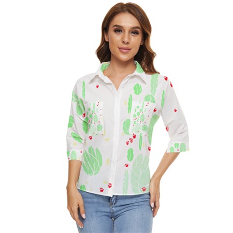 Flowers Art T- Shirtflowers T- Shirt (12) Women s Quarter Sleeve Pocket Shirt by maxcute