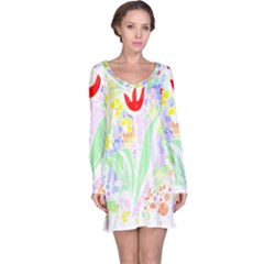 Flowers Art T- Shirtflowers T- Shirt (13) Long Sleeve Nightdress by maxcute