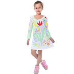 Flowers Art T- Shirtflowers T- Shirt (13) Kids  Long Sleeve Velvet Dress by maxcute