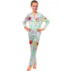 Flowers Art T- Shirtflowers T- Shirt (13) Kid s Satin Long Sleeve Pajamas Set by maxcute