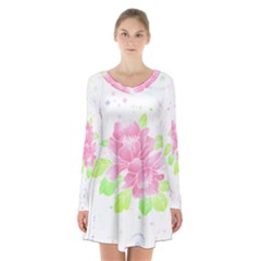 Flowers Art T- Shirtflowers T- Shirt (14) Long Sleeve Velvet V-neck Dress by maxcute