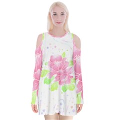 Flowers Art T- Shirtflowers T- Shirt (14) Velvet Long Sleeve Shoulder Cutout Dress by maxcute