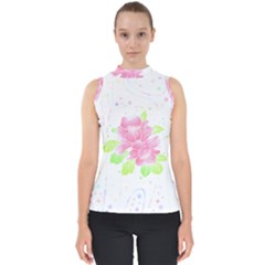 Flowers Art T- Shirtflowers T- Shirt (14) Mock Neck Shell Top by maxcute