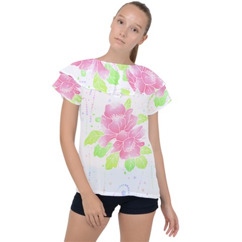 Flowers Art T- Shirtflowers T- Shirt (14) Ruffle Collar Chiffon Blouse by maxcute