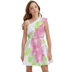 Flowers Art T- Shirtflowers T- Shirt (14) Kids  One Shoulder Party Dress by maxcute