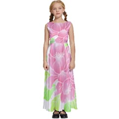 Flowers Art T- Shirtflowers T- Shirt (14) Kids  Satin Sleeveless Maxi Dress by maxcute