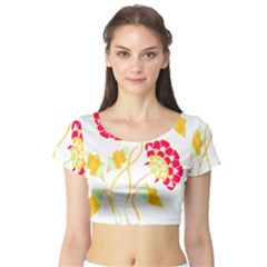 Flowers Art T- Shirtflowers T- Shirt (15) Short Sleeve Crop Top