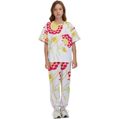 Flowers Art T- Shirtflowers T- Shirt (15) Kids  Tee And Pants Sports Set