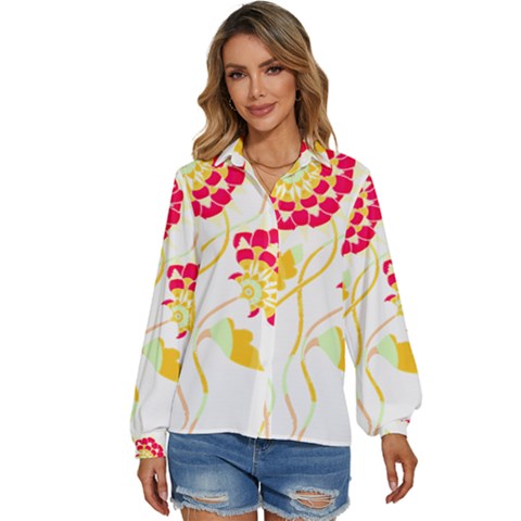 Flowers Art T- Shirtflowers T- Shirt (15) Women s Long Sleeve Button Down Shirt by maxcute