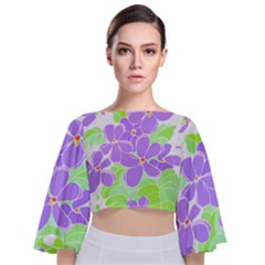 Flowers Art T- Shirtflowers T- Shirt (16) Tie Back Butterfly Sleeve Chiffon Top by maxcute