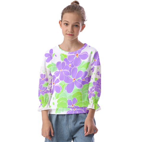 Flowers Art T- Shirtflowers T- Shirt (16) Kids  Cuff Sleeve Top by maxcute