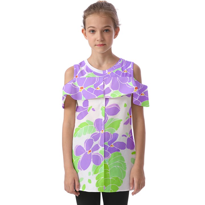 Flowers Art T- Shirtflowers T- Shirt (16) Fold Over Open Sleeve Top