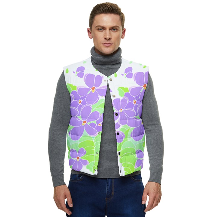 Flowers Art T- Shirtflowers T- Shirt (16) Men s Short Button Up Puffer Vest	