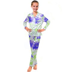 Flowers Art T- Shirtflowers T- Shirt (17) Kid s Satin Long Sleeve Pajamas Set by maxcute