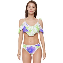 Flowers Art T- Shirtflowers T- Shirt (17) Ruffle Edge Tie Up Bikini Set	