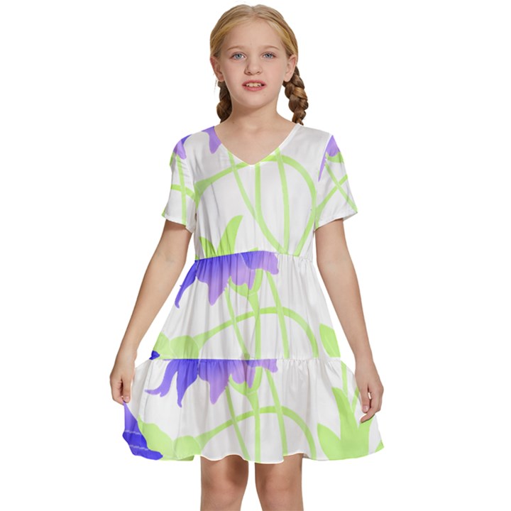 Flowers Art T- Shirtflowers T- Shirt (17) Kids  Short Sleeve Tiered Mini Dress