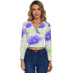 Flowers Art T- Shirtflowers T- Shirt (17) Long Sleeve V-neck Top