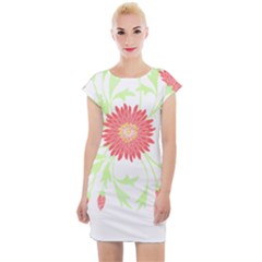 Flowers Art T- Shirtflowers T- Shirt (18) Cap Sleeve Bodycon Dress