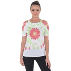 Flowers Art T- Shirtflowers T- Shirt (18) Shoulder Cut Out Short Sleeve Top