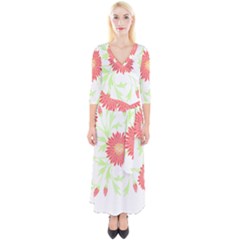 Flowers Art T- Shirtflowers T- Shirt (18) Quarter Sleeve Wrap Maxi Dress