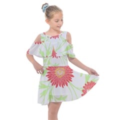 Flowers Art T- Shirtflowers T- Shirt (18) Kids  Shoulder Cutout Chiffon Dress