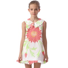 Flowers Art T- Shirtflowers T- Shirt (18) Kids  Pilgrim Collar Ruffle Hem Dress