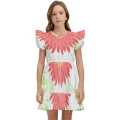 Flowers Art T- Shirtflowers T- Shirt (18) Kids  Winged Sleeve Dress