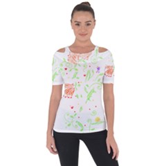 Flowers Art T- Shirtflowers T- Shirt (19) Shoulder Cut Out Short Sleeve Top by maxcute