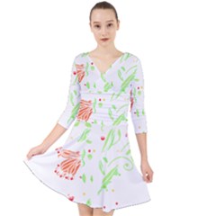 Flowers Art T- Shirtflowers T- Shirt (19) Quarter Sleeve Front Wrap Dress by maxcute