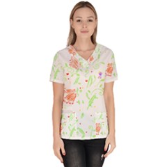 Flowers Art T- Shirtflowers T- Shirt (19) Women s V-neck Scrub Top by maxcute