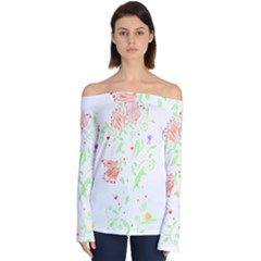 Flowers Art T- Shirtflowers T- Shirt (19) Off Shoulder Long Sleeve Top by maxcute