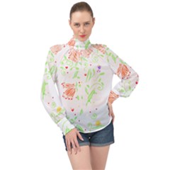 Flowers Art T- Shirtflowers T- Shirt (19) High Neck Long Sleeve Chiffon Top by maxcute