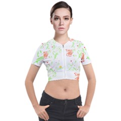 Flowers Art T- Shirtflowers T- Shirt (19) Short Sleeve Cropped Jacket by maxcute