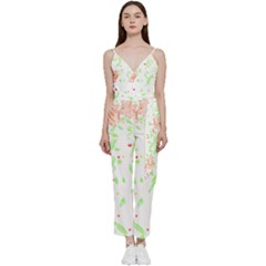 Flowers Art T- Shirtflowers T- Shirt (19) V-neck Spaghetti Strap Tie Front Jumpsuit by maxcute