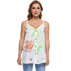 Flowers Art T- Shirtflowers T- Shirt (19) Casual Spaghetti Strap Chiffon Top by maxcute