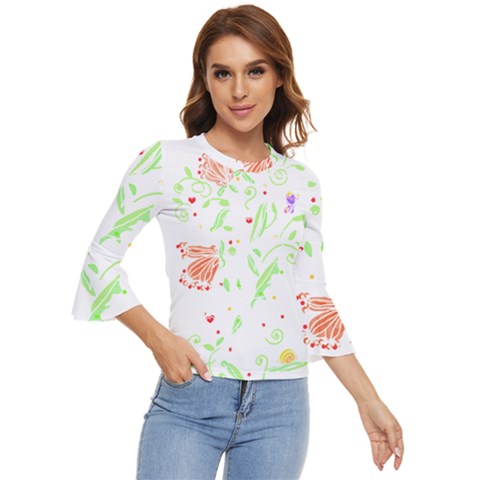 Flowers Art T- Shirtflowers T- Shirt (19) Bell Sleeve Top by maxcute