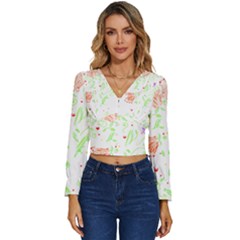 Flowers Art T- Shirtflowers T- Shirt (19) Long Sleeve V-neck Top