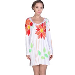 Flowers Art T- Shirtflowers T- Shirt (2) Long Sleeve Nightdress by maxcute