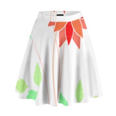 Flowers Art T- Shirtflowers T- Shirt (2) High Waist Skirt by maxcute