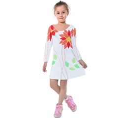 Flowers Art T- Shirtflowers T- Shirt (2) Kids  Long Sleeve Velvet Dress by maxcute