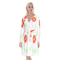 Flowers Art T- Shirtflowers T- Shirt (2) Long Sleeve Velvet Front Wrap Dress by maxcute