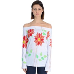 Flowers Art T- Shirtflowers T- Shirt (2) Off Shoulder Long Sleeve Top by maxcute